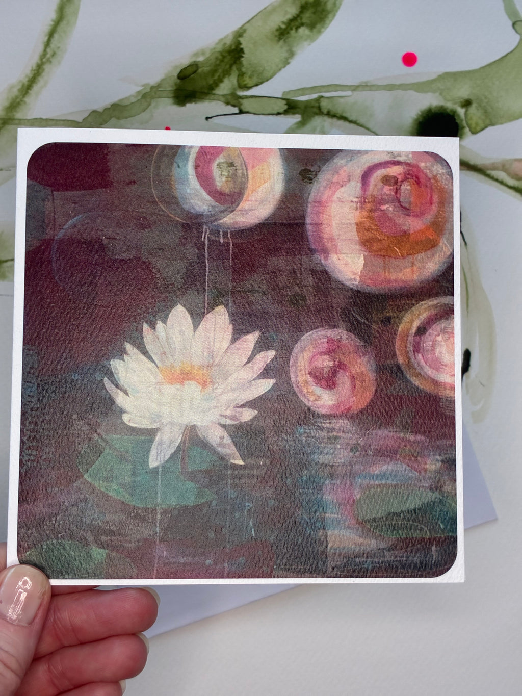 Meet me by the Lily pond ~ Square greeting card