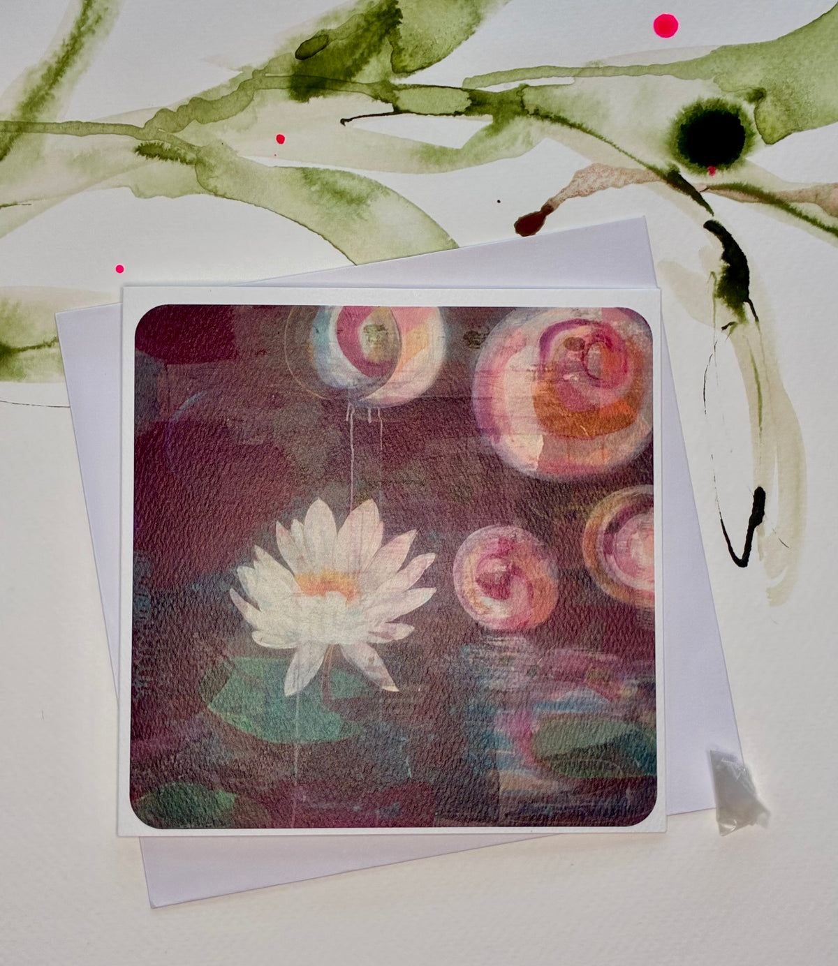 Meet me by the Lily pond ~ Square greeting card