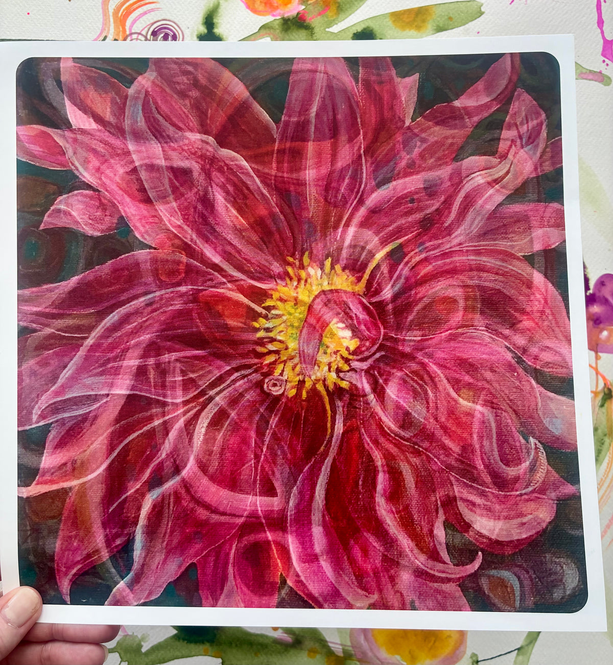 Mom’s Dahlia ~ Greeting Card (square)